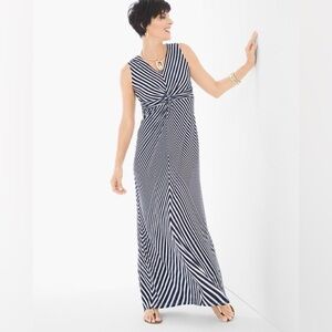 Chico’s Sleeveless Geometric Stripe Maxi Dress Size M